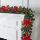 6' Pre-Lit Poinsettia Garland image number 3