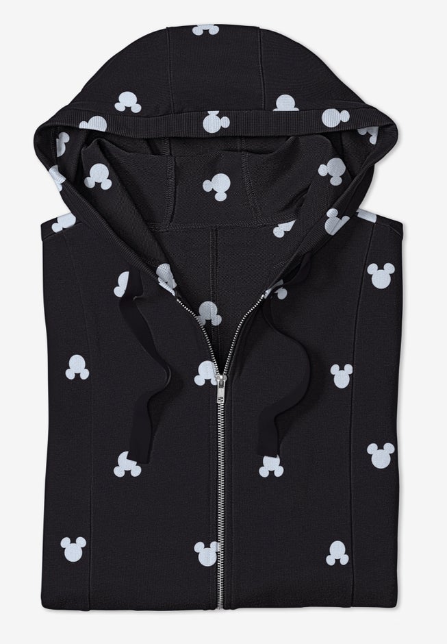 Disney Zip Up Fleece Hoodie Black Mickey Ears image number null