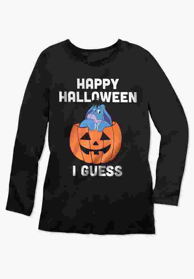 Disney Women's Long Sleeve Crew Tee Halloween Black Eeyore image number 1