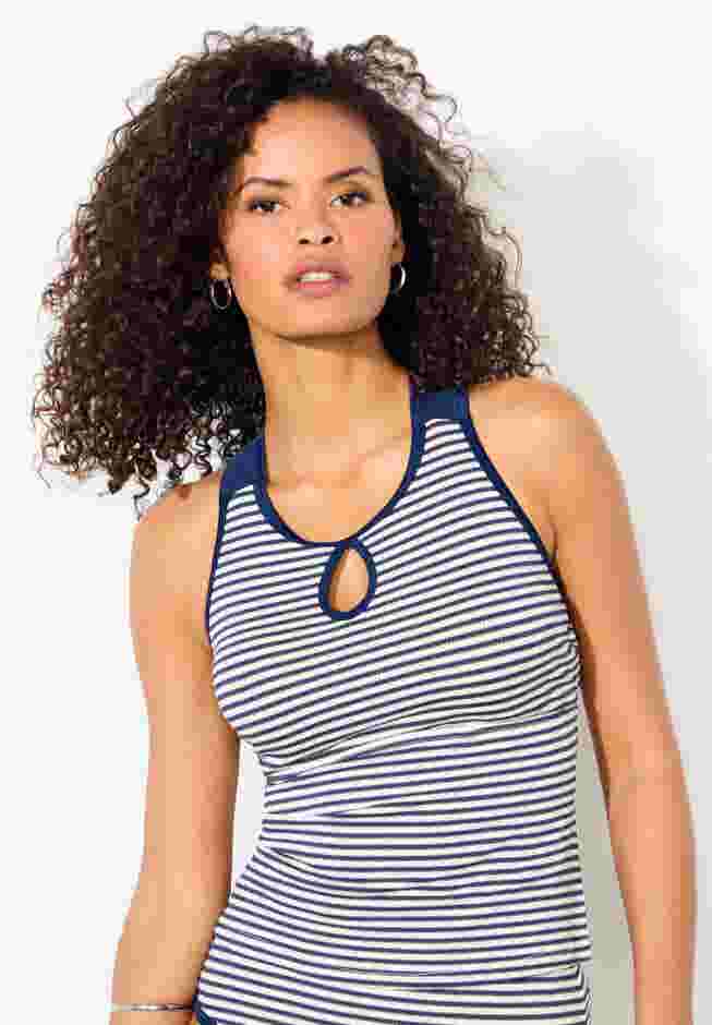Metallic Lurex High Neck Tankini Top image number 3