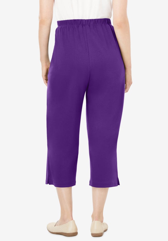 7-Day Elastic-Waist Stretchy Knit Capri image number 1