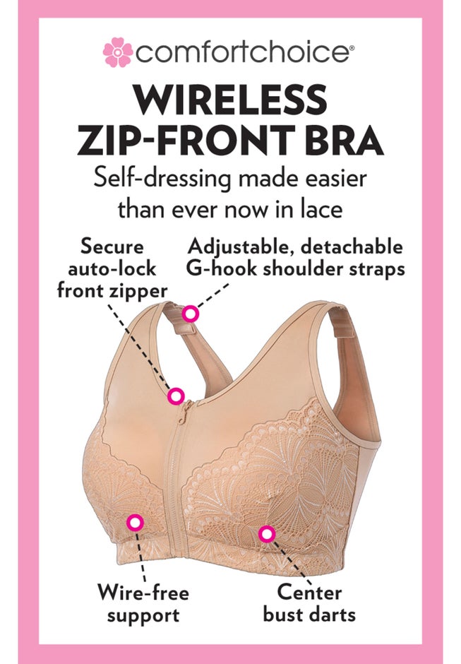 Comfort Choice&reg; Zip-Front Lace Lounge Bra image number 3