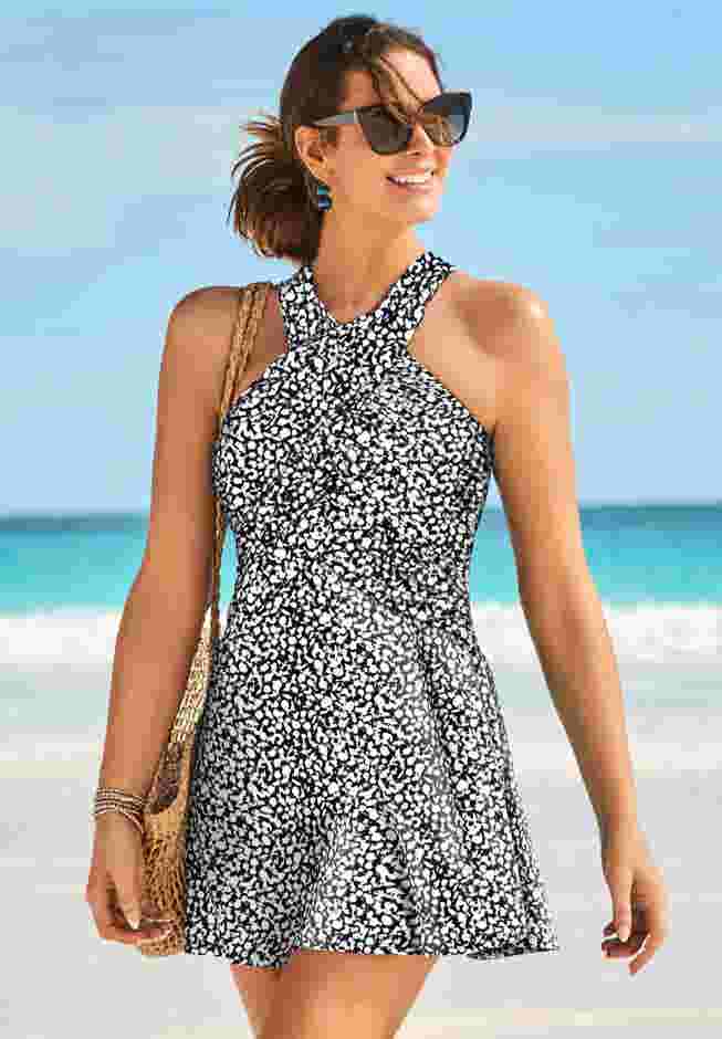 High Neck Wrap Swimdress image number 0