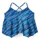 Longer-Length Draped Mesh Racerback Tankini Top image number null