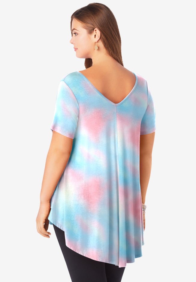 Plus Size Ultra Drape V-Neck Swing Tunic Top image number 1