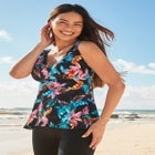 A-Line Flowy V-Neck Tankini Top with Built-In Bra image number 2