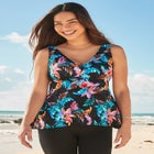 A-Line Flowy V-Neck Tankini Top with Built-In Bra image number 0