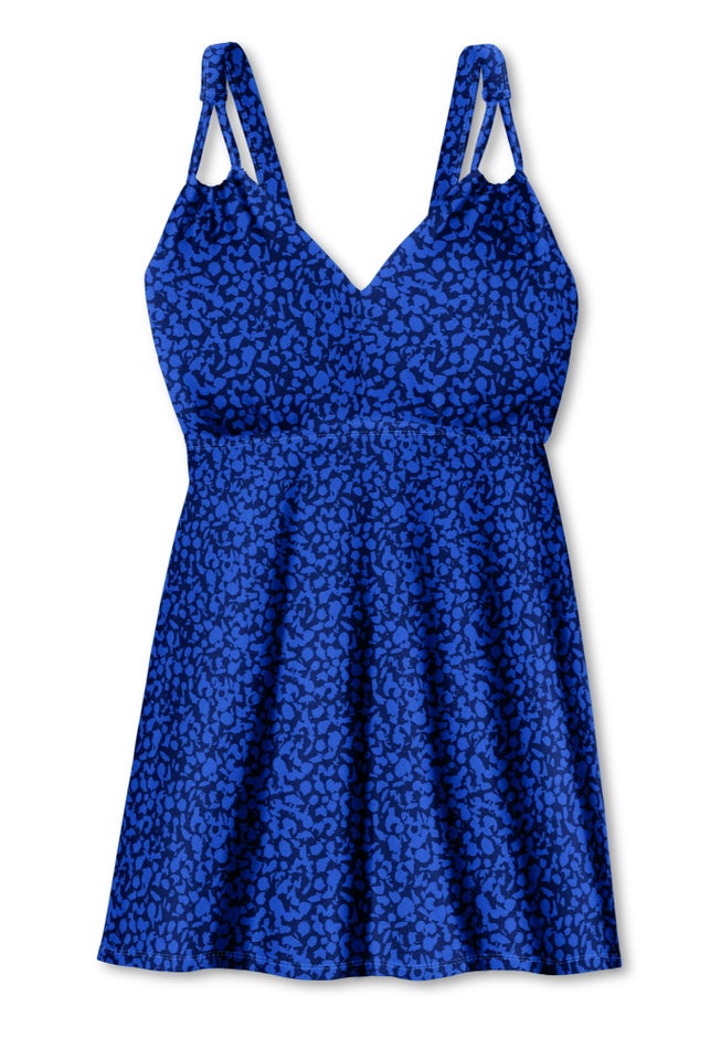 Loop-Strap V-Neck Tummy Control Two-Piece Swim Dress image number 3