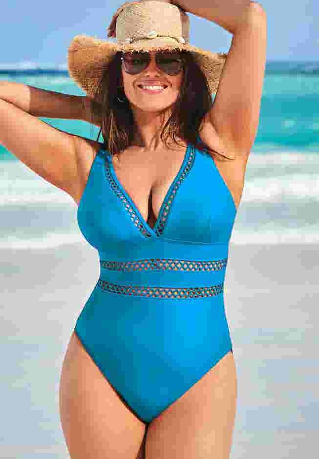 Lattice Plunge One Piece Swimsuit image number 0