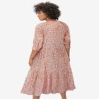 100% Cotton Tiered Below-Elbow Sleeve Midi Dress image number 1