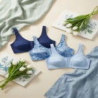 3-Pack Front-Close Cotton Wireless Bra image number null