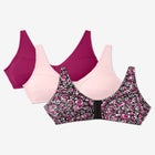 Comfort Choice&reg; 3-Pack Front-Close Cotton Wireless Bra image number null