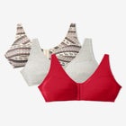 3-Pack Front-Close Cotton Wireless Bra image number 0