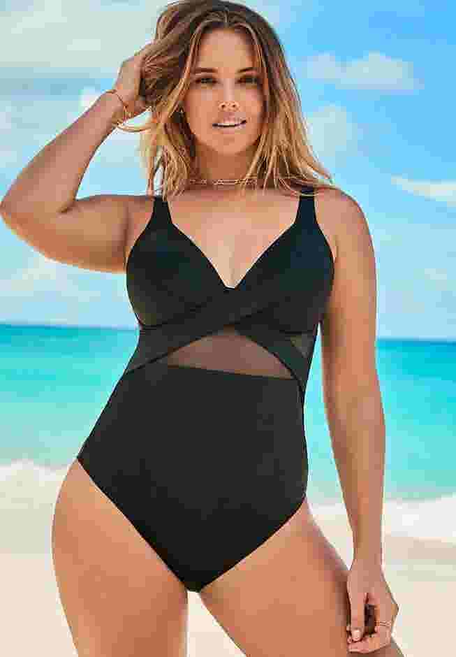 Cut Out Mesh Underwire One Piece Swimsuit image number 0