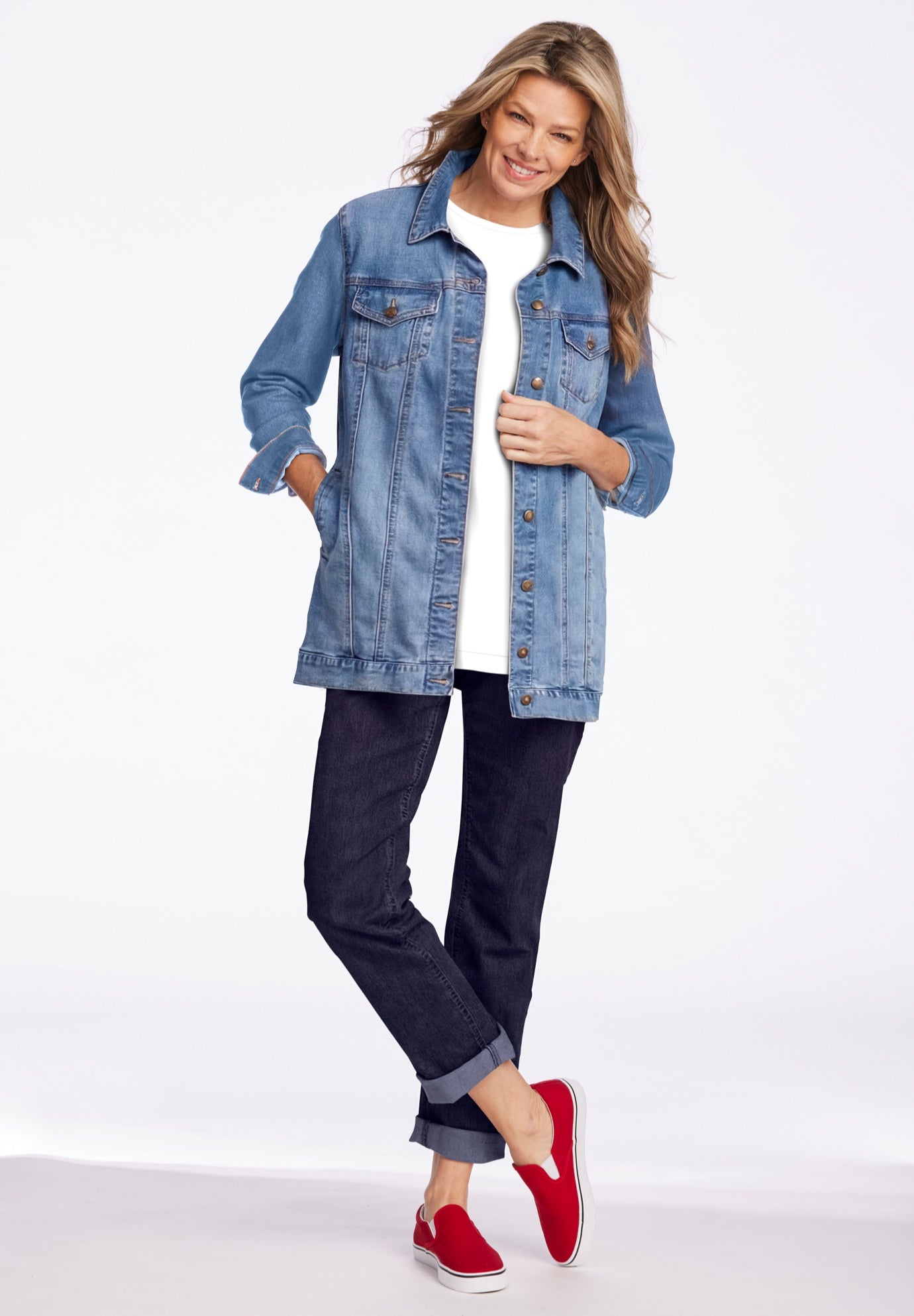 Long Stretch Denim Jean Jacket image number 4