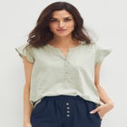 Cap Sleeve Henley Tee image number null