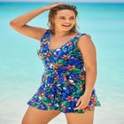 Faux-Wrap Swim Dress image number 2