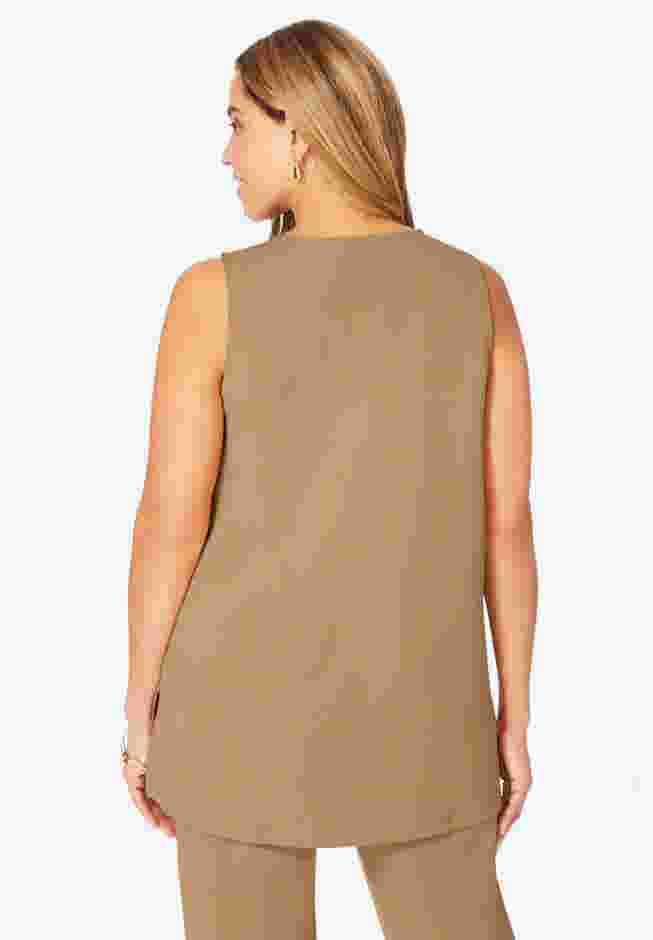 Stretch Knit Crepe Sleeveless Tunic image number 1