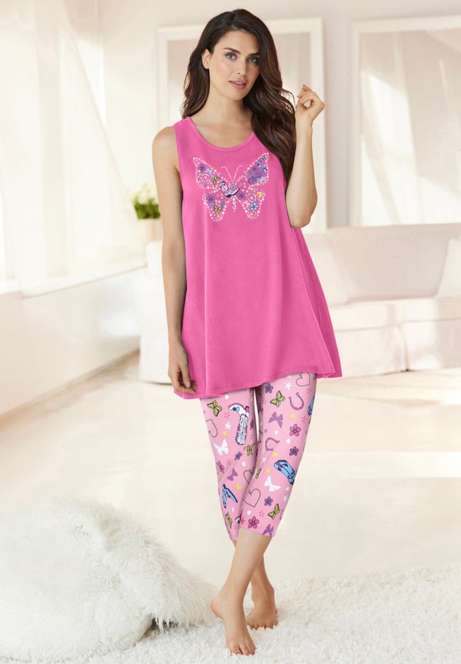 Scoopneck Tank & Capri Legging PJ Set  image number 4