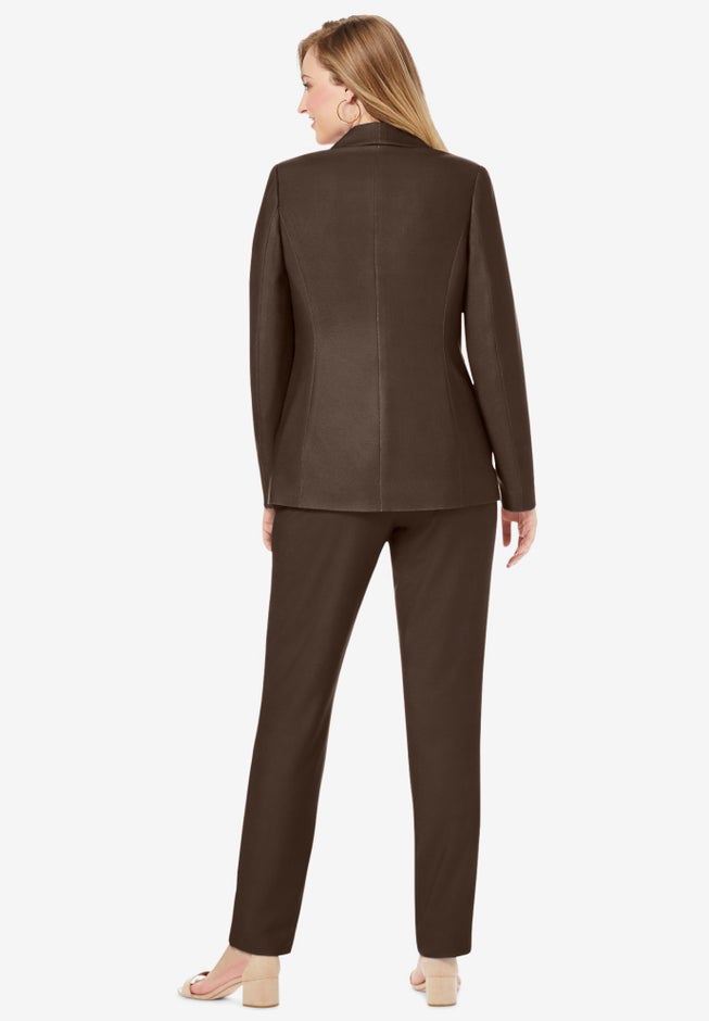 2-Piece Stretch Crepe Single-Breasted Pantsuit image number 2