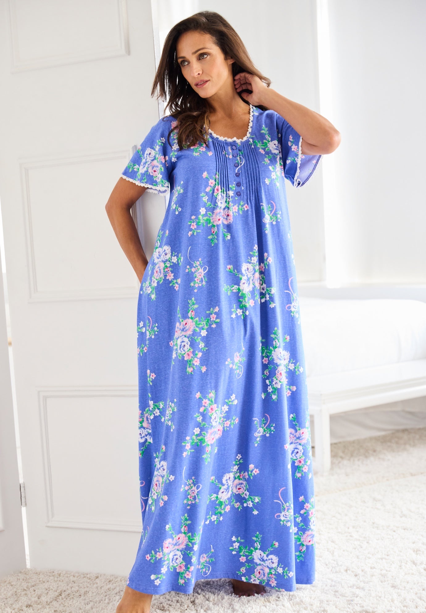 Long Pintuck Knit Gown image number 3