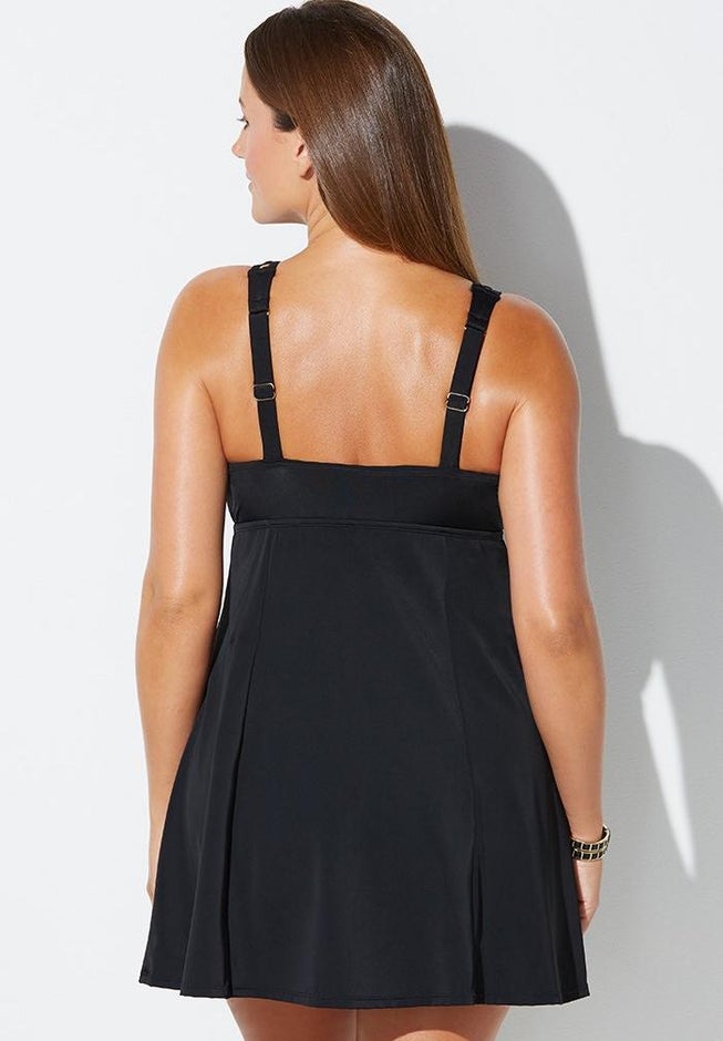 Lattice V-Neck Swimdress image number 1