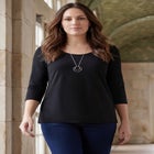 Stretch Cotton Scoop Neck Tee image number null