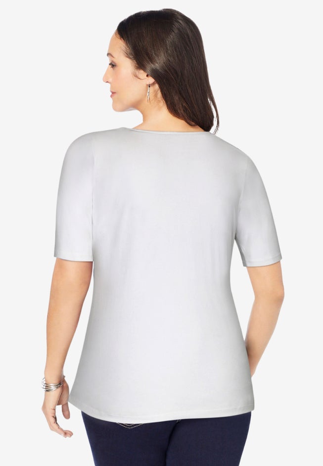 Stretch Cotton Square Neck Tee image number 2