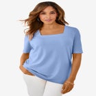Stretch Cotton Square Neck Tee image number null
