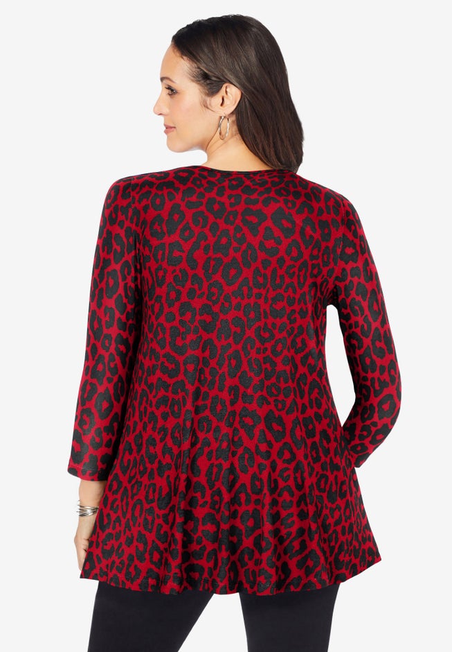 Stretch Knit Keyhole Swing Tunic image number 1