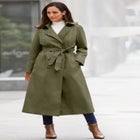 Double-Breasted Long Trench Raincoat image number null
