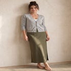 Stretch Jersey A-Line Elastic Waistband Maxi Skirt image number 2