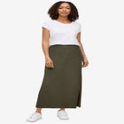 Stretch Jersey A-Line Elastic Waistband Maxi Skirt image number 0