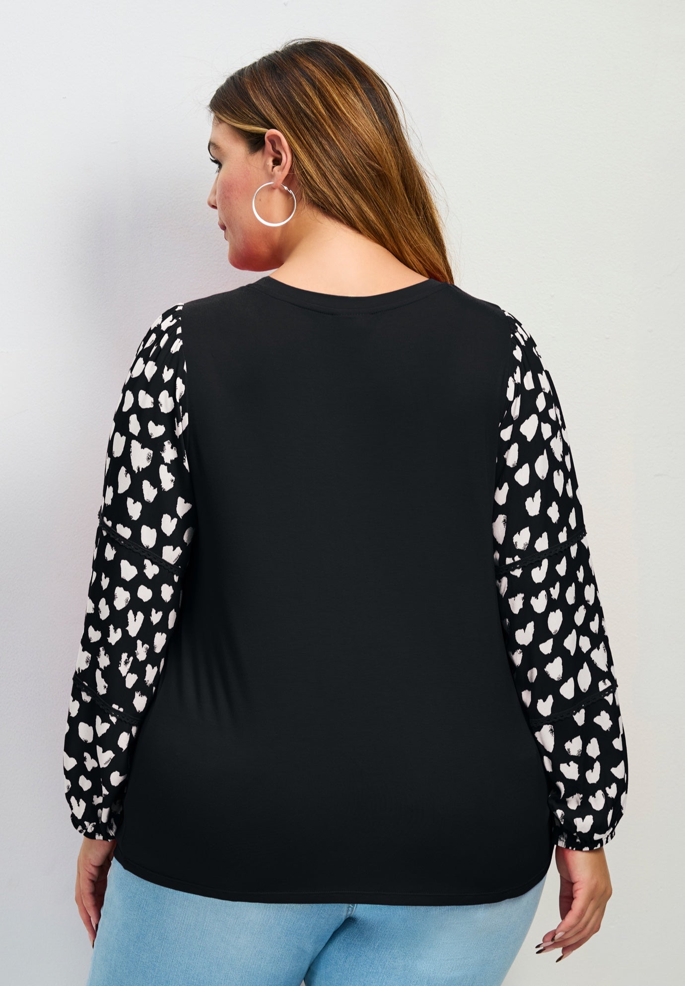 Mix Media Heart Sleeve Top image number 1