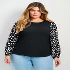 Mix Media Heart Sleeve Top image number null