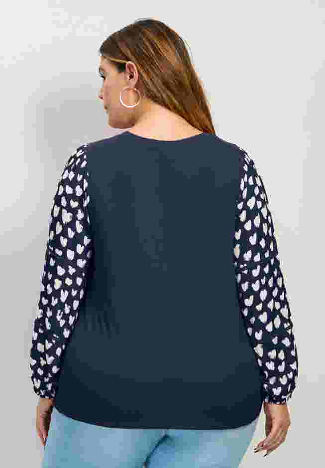 Mix Media Heart Sleeve Top image number 1