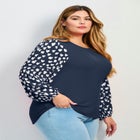 Mix Media Heart Sleeve Top image number null