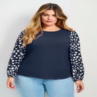 Mix Media Heart Sleeve Top image number null