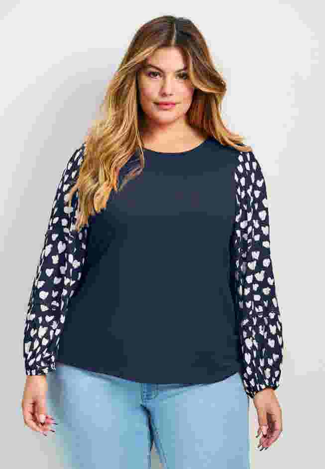 Mix Media Heart Sleeve Top image number 3