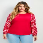 Mix Media Heart Sleeve Top image number null