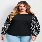 Mix Media Heart Sleeve Top image number null