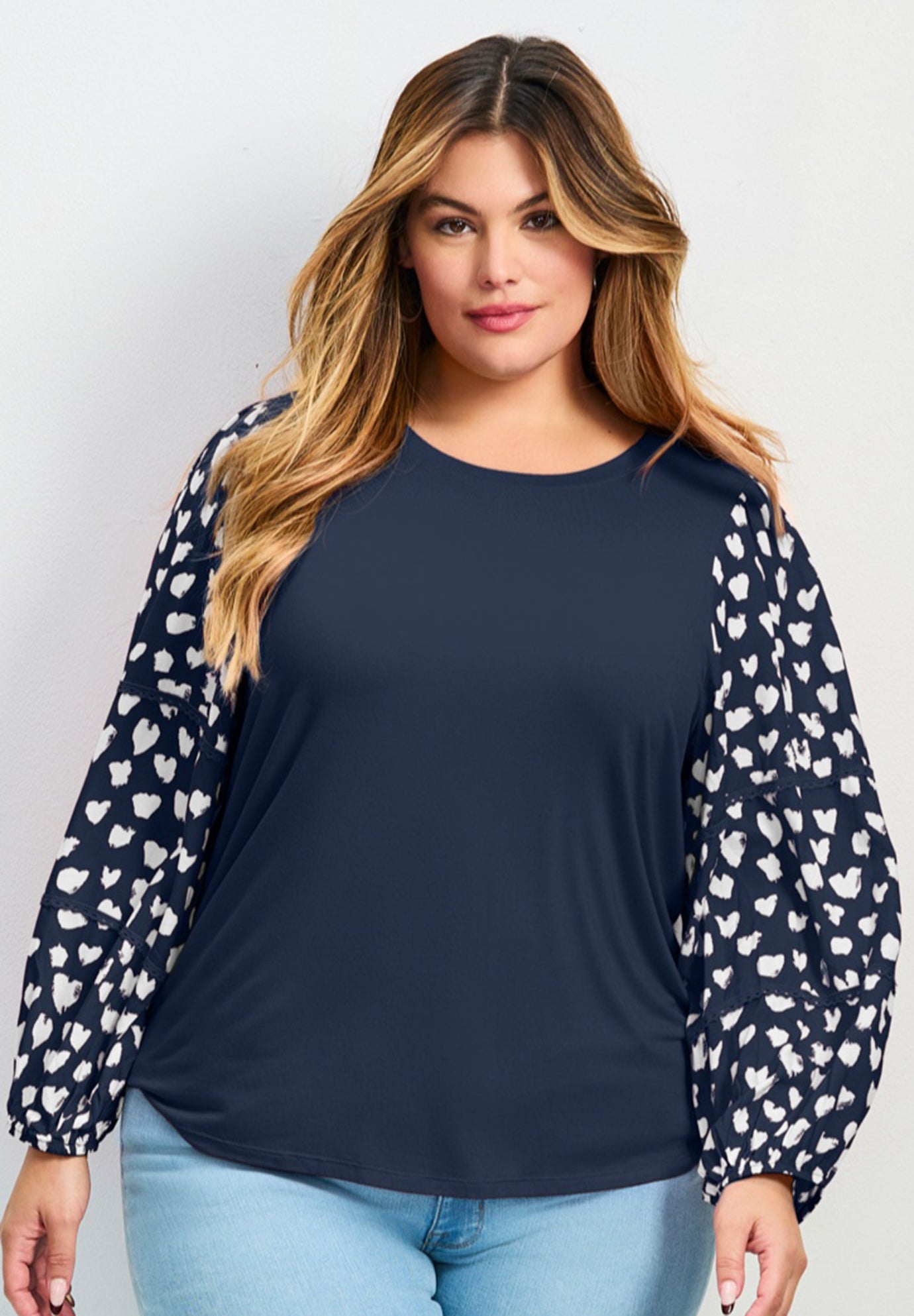 Mix Media Heart Sleeve Top image number 0