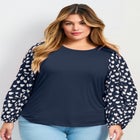 Mix Media Heart Sleeve Top image number null