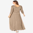 Plus Size Sequin Lace Three Quarter Sleeve A-Line Gown image number 2