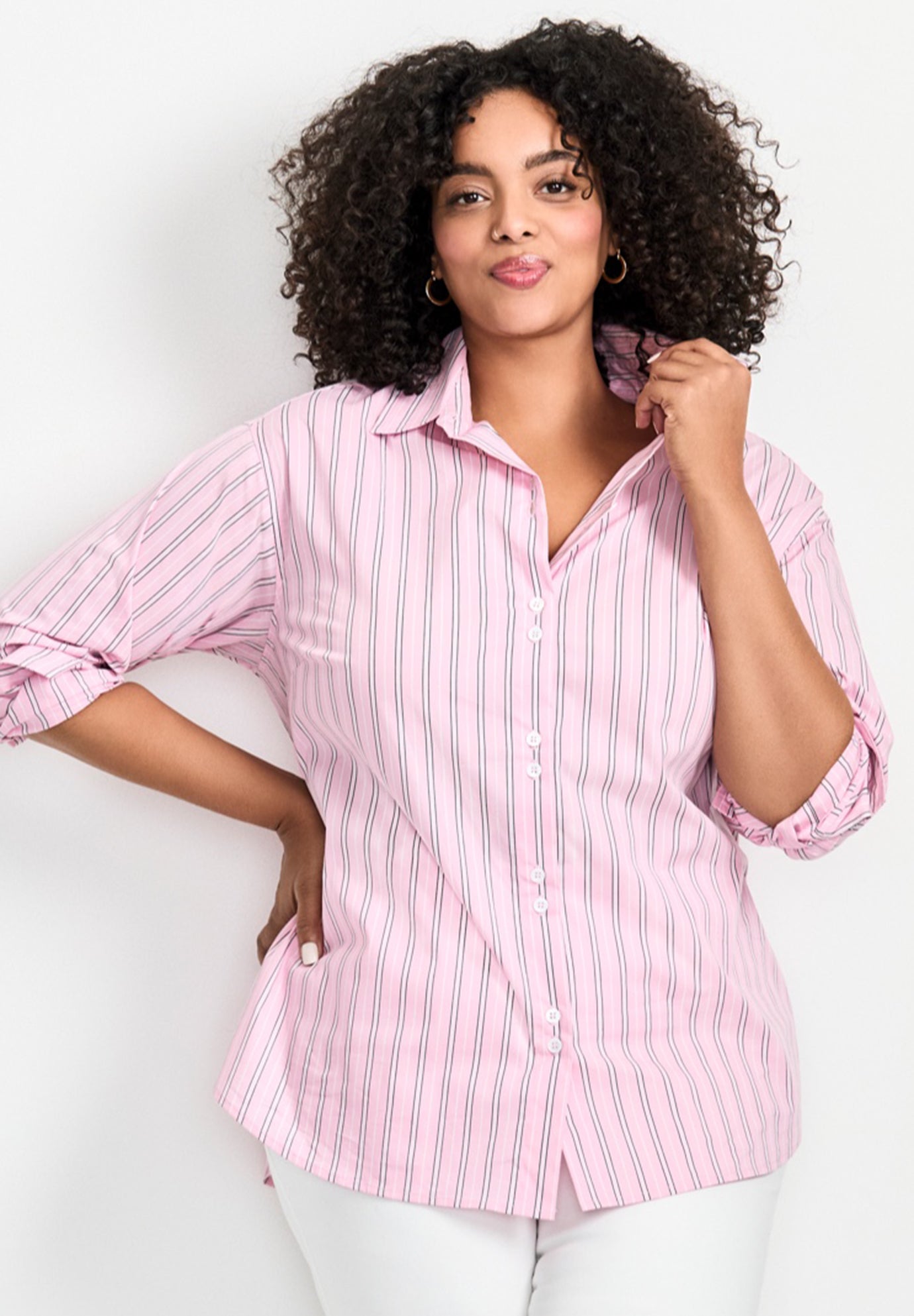 Classic Stripe Boyfriend Shirt image number 0