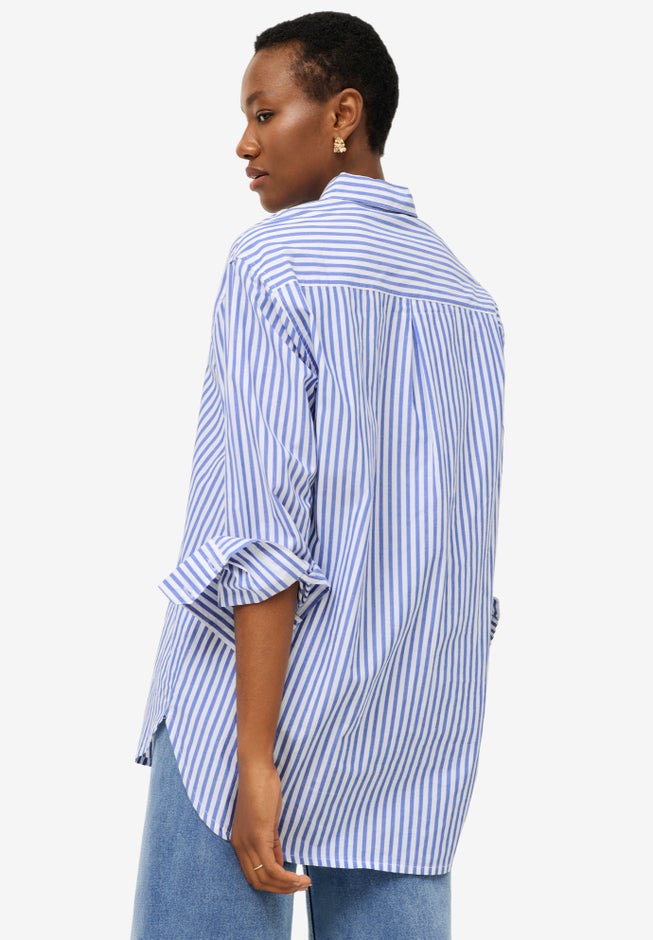 Button-Front Relaxed Cotton Shirt image number 1