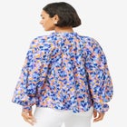 Notch Neck Blouson Sleeve Blouse image number null