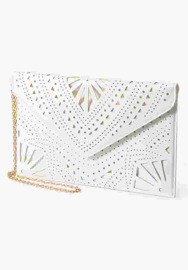 Faux Leather Laser Cut Clutch image number 1