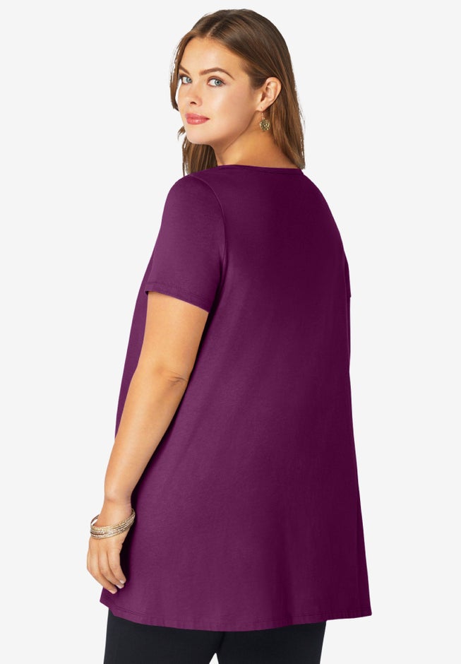 Plus Size Cotton Ultimate Scoopneck Swing Tunic image number 1
