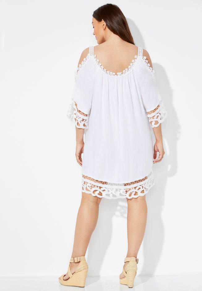 Vera Crochet Cold Shoulder Cover Up Dress image number 1